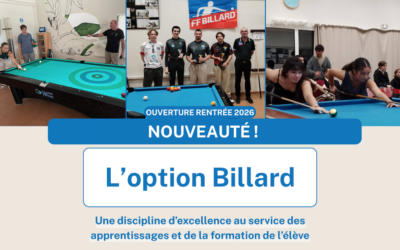 Une première en France : l’option Billard dans notre campus de Hyères dès 2026
